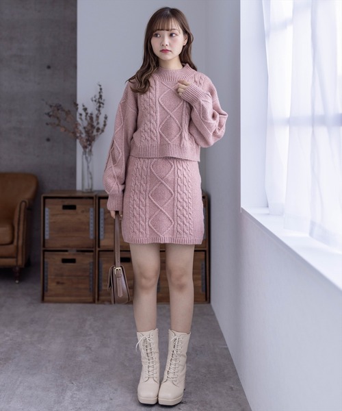 clear（クリア）の「ウール混ケーブル編みニットミニスカート