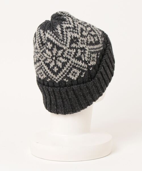 go slow caravan(ゴースローキャラバン)の「HIGHLAND2000/ハイランドトゥーサウザンド BW Snowflake Bobcap(ニットキャップ/ビーニー・レディース・チャコールグレー/ブルー系その他/グリーン・FREE)」の4枚目の写真