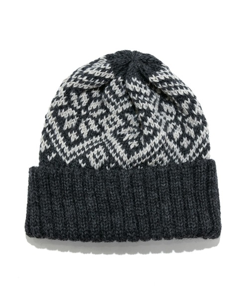 go slow caravan(ゴースローキャラバン)の「HIGHLAND2000/ハイランドトゥーサウザンド BW Snowflake Bobcap(ニットキャップ/ビーニー・レディース・チャコールグレー/ブルー系その他/グリーン・FREE)」の2枚目の写真