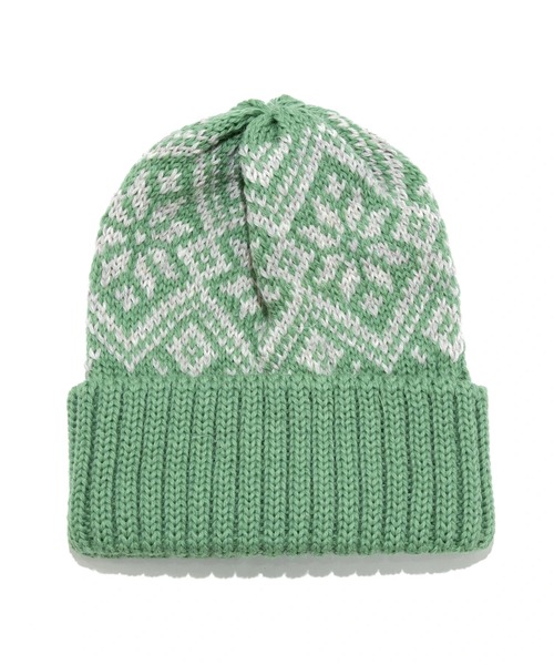 go slow caravan(ゴースローキャラバン)の「HIGHLAND2000/ハイランドトゥーサウザンド BW Snowflake Bobcap(ニットキャップ/ビーニー・レディース・チャコールグレー/ブルー系その他/グリーン・FREE)」の1枚目の写真