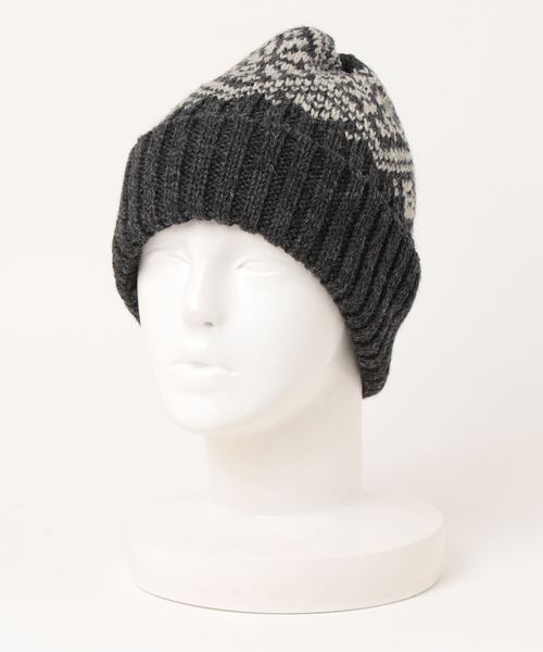 go slow caravan(ゴースローキャラバン)の「HIGHLAND2000/ハイランドトゥーサウザンド BW Snowflake Bobcap(ニットキャップ/ビーニー・レディース・チャコールグレー/ブルー系その他/グリーン・FREE)」の9枚目の写真