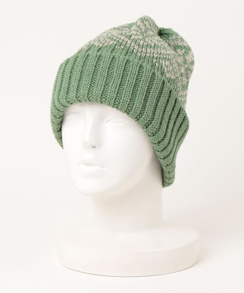 go slow caravan(ゴースローキャラバン)の「HIGHLAND2000/ハイランドトゥーサウザンド BW Snowflake Bobcap(ニットキャップ/ビーニー・レディース・チャコールグレー/ブルー系その他/グリーン・FREE)」の7枚目の写真