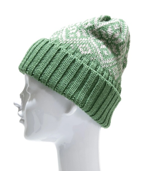 go slow caravan(ゴースローキャラバン)の「HIGHLAND2000/ハイランドトゥーサウザンド BW Snowflake Bobcap(ニットキャップ/ビーニー・レディース・チャコールグレー/ブルー系その他/グリーン・FREE)」の6枚目の写真