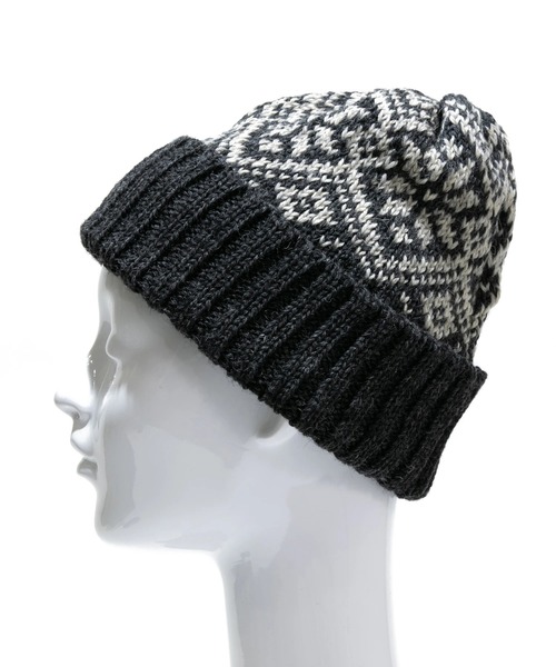 go slow caravan(ゴースローキャラバン)の「HIGHLAND2000/ハイランドトゥーサウザンド BW Snowflake Bobcap(ニットキャップ/ビーニー・レディース・チャコールグレー/ブルー系その他/グリーン・FREE)」の8枚目の写真