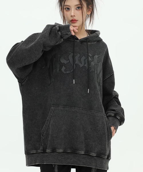 セール】【ユニセックス】裏起毛 古着風 タイダイ 前ロゴプリント