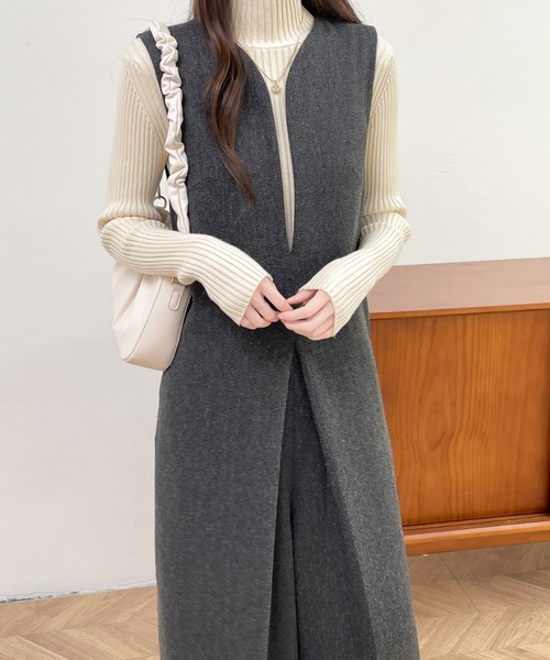 ABITOKYO（アビトーキョー）の「スキッパネックワイドシルエットオールインワン（サロペット/オーバーオール・レディース・ブラック/ブラウン/グレー・S/M/L）」の2枚目の写真