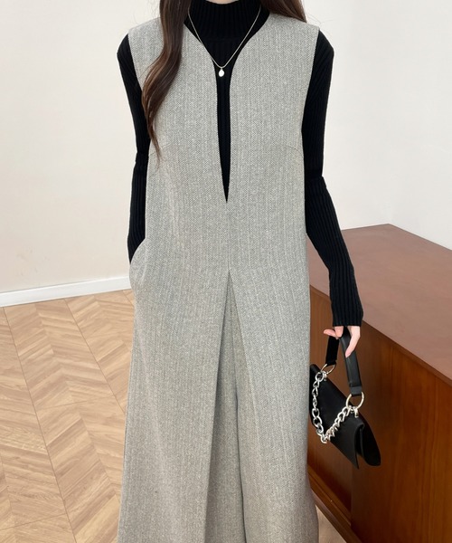 ABITOKYO（アビトーキョー）の「スキッパネックワイドシルエットオールインワン（サロペット/オーバーオール・レディース・ブラック/ブラウン/グレー・S/M/L）」の9枚目の写真