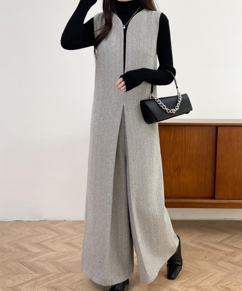 ABITOKYO（アビトーキョー）の「スキッパネックワイドシルエットオールインワン（サロペット/オーバーオール・レディース・ブラック/ブラウン/グレー・S/M/L）」の12枚目の写真