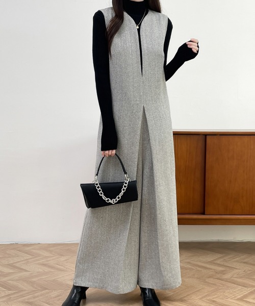 ABITOKYO（アビトーキョー）の「スキッパネックワイドシルエットオールインワン（サロペット/オーバーオール・レディース・ブラック/ブラウン/グレー・S/M/L）」の14枚目の写真