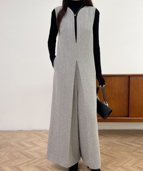 ABITOKYO（アビトーキョー）の「スキッパネックワイドシルエットオールインワン（サロペット/オーバーオール・レディース・ブラック/ブラウン/グレー・S/M/L）」の15枚目の写真