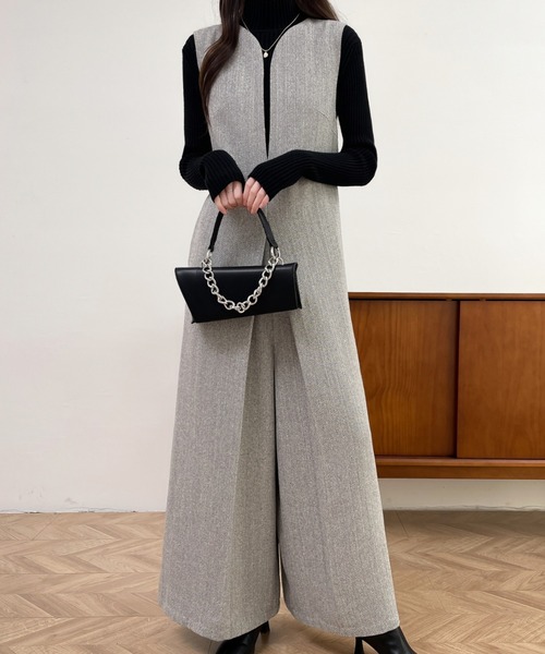 ABITOKYO（アビトーキョー）の「スキッパネックワイドシルエットオールインワン（サロペット/オーバーオール・レディース・ブラック/ブラウン/グレー・S/M/L）」の16枚目の写真