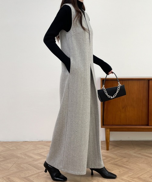 ABITOKYO（アビトーキョー）の「スキッパネックワイドシルエットオールインワン（サロペット/オーバーオール・レディース・ブラック/ブラウン/グレー・S/M/L）」の17枚目の写真