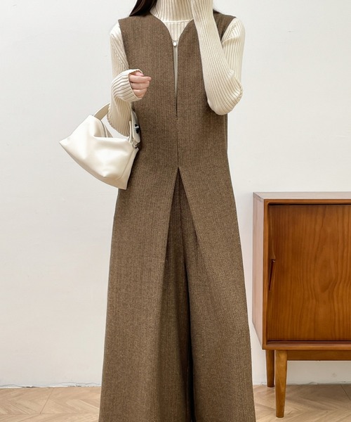 ABITOKYO（アビトーキョー）の「スキッパネックワイドシルエットオールインワン（サロペット/オーバーオール・レディース・ブラック/ブラウン/グレー・S/M/L）」の20枚目の写真