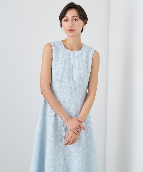 新品タグ付き　アナイ　ANAYI ふくれジャガードノースリーブフレア ワンピース 新品タグ付き アナイ ANAYI ふくれジャガードノースリーブフレア