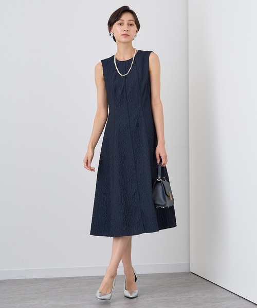 新品タグ付き アナイ ANAYI ふくれジャガードノースリーブフレア ワンピース ANAYI(アナイ)の「ふくれジャガードノースリーブフレア