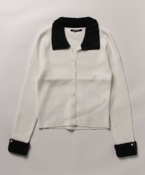 one way(ワンウェイ)の「フェザーポロ襟ニット(ニット/セーター・レディース・ホワイト/ブラック/グレー/ピンク・FREE)」の1枚目の写真