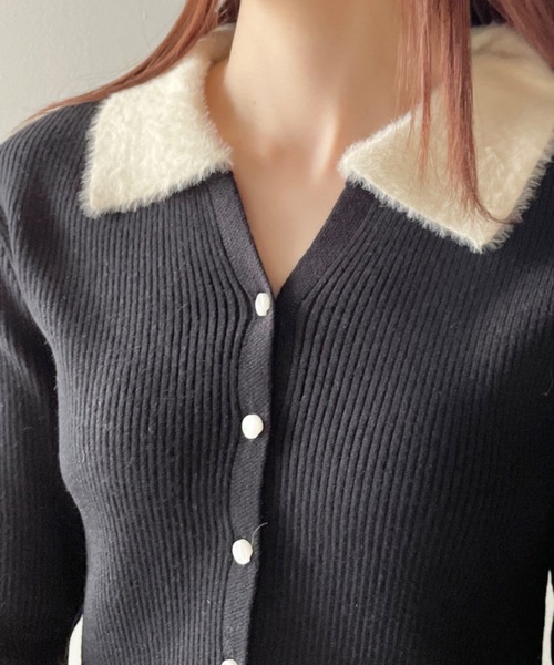 one way(ワンウェイ)の「フェザーポロ襟ニット(ニット/セーター・レディース・ホワイト/ブラック/グレー/ピンク・FREE)」の16枚目の写真