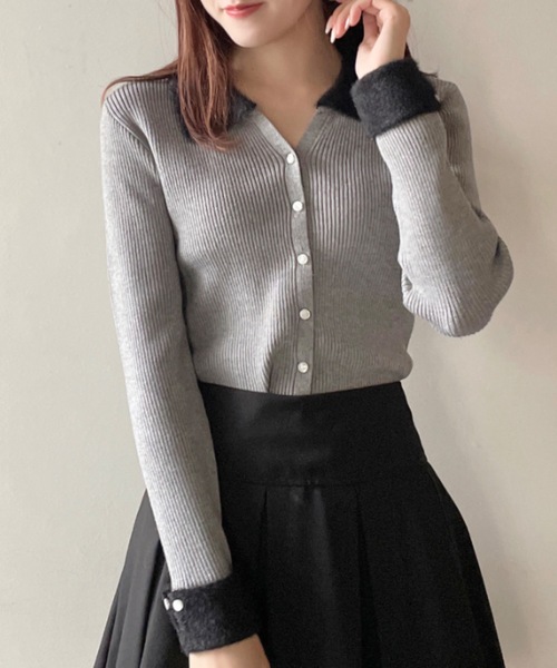 one way(ワンウェイ)の「フェザーポロ襟ニット(ニット/セーター・レディース・ホワイト/ブラック/グレー/ピンク・FREE)」の19枚目の写真