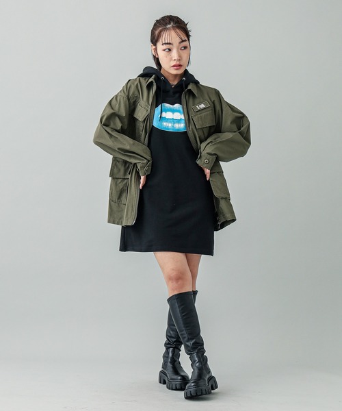 X-girl（エックスガール）の「MILITARY SHIRT（ミリタリージャケット・レディース・オリーブ/ブラック/ベージュ・M/S）」の21枚目の写真