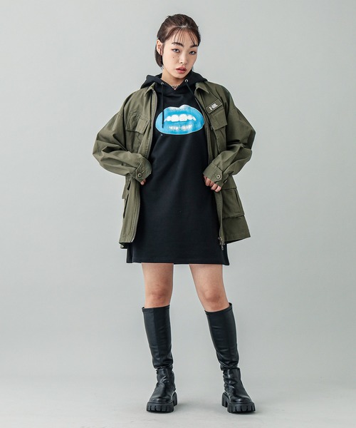 X-girl（エックスガール）の「MILITARY SHIRT（ミリタリージャケット・レディース・オリーブ/ブラック/ベージュ・M/S）」の19枚目の写真