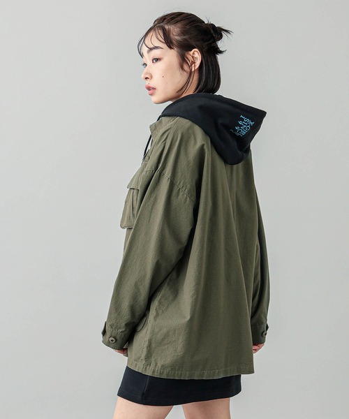 X-girl（エックスガール）の「MILITARY SHIRT（ミリタリージャケット・レディース・オリーブ/ブラック/ベージュ・M/S）」の17枚目の写真