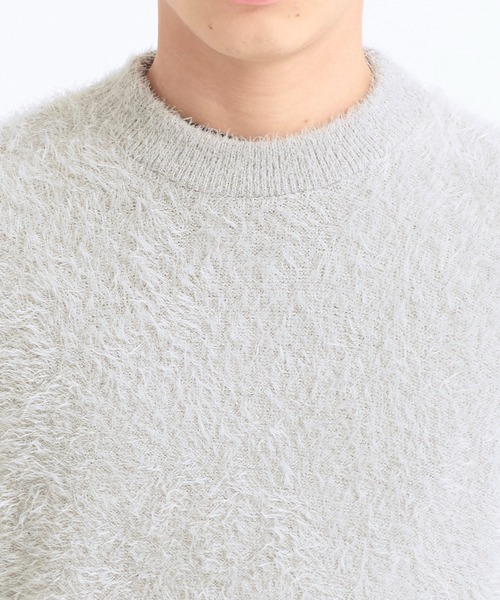 STUDIOUS(ステュディオス)の「フェザーナイロンクルーネックニット(ニット/セーター・メンズ・ライトグレー/ブラック/ネイビー/マルチ・1/2)」の5枚目の写真