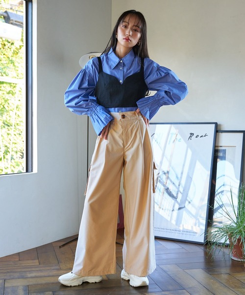 VIS(ビス)の「【セットアップ対応】タックギャザーワイドカーゴパンツ(カーゴパンツ・レディース・ベージュ/グリーン系その他2・S/M)」の10枚目の写真