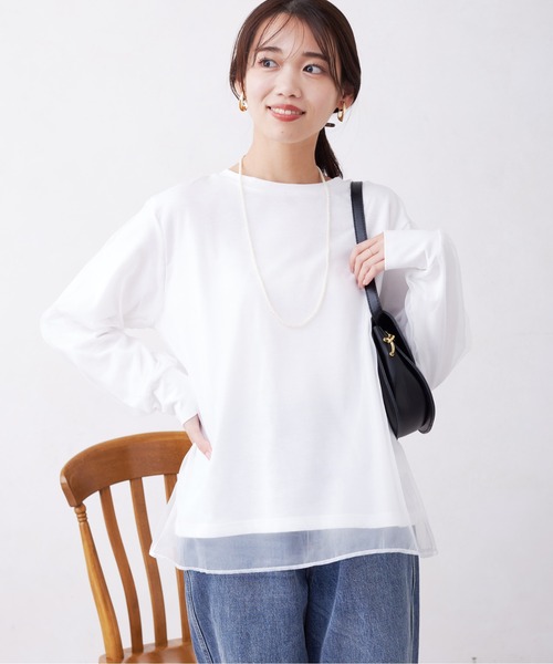 Chez toi(シェトワ)の「オーガンジーレイヤードプルオーバー(シャツ/ブラウス・レディース・オフホワイト/ブラック/グレー・FREE)」の6枚目の写真