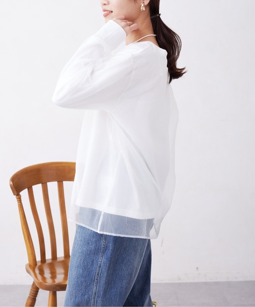 Chez toi(シェトワ)の「オーガンジーレイヤードプルオーバー(シャツ/ブラウス・レディース・オフホワイト/ブラック/グレー・FREE)」の9枚目の写真