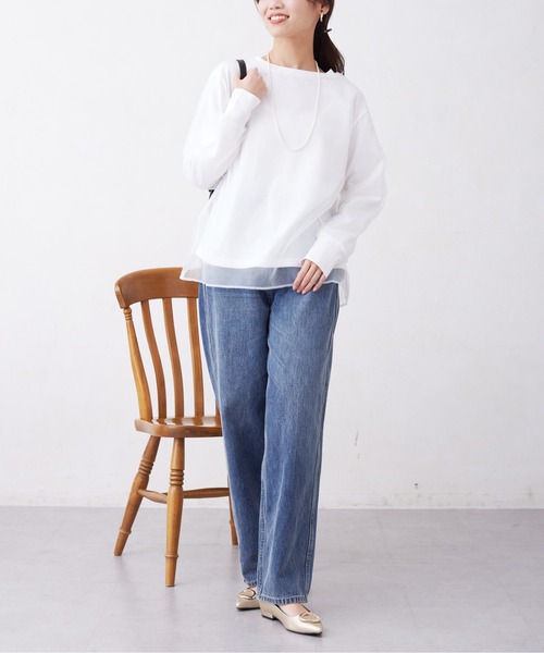 Chez toi(シェトワ)の「オーガンジーレイヤードプルオーバー(シャツ/ブラウス・レディース・オフホワイト/ブラック/グレー・FREE)」の12枚目の写真