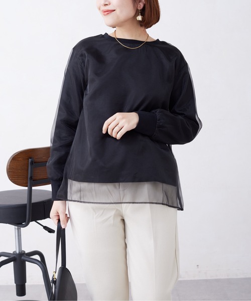 Chez toi(シェトワ)の「オーガンジーレイヤードプルオーバー(シャツ/ブラウス・レディース・オフホワイト/ブラック/グレー・FREE)」の21枚目の写真