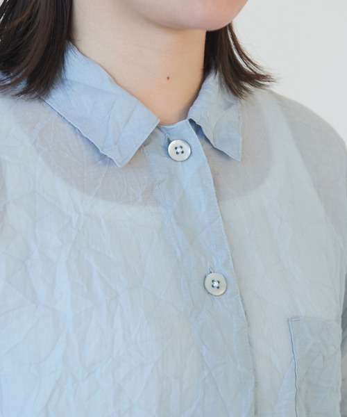 yuni（ユニ　）の「120/2コットンナイロン　キャッチワッシャー　シャツジャケット（シャツ/ブラウス・レディース・グレー/ホワイト/ボルドー/ブラック・FREE）」の14枚目の写真