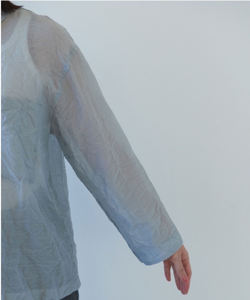 yuni（ユニ　）の「120/2コットンナイロン　キャッチワッシャー　シャツジャケット（シャツ/ブラウス・レディース・グレー/ホワイト/ボルドー/ブラック・FREE）」の16枚目の写真