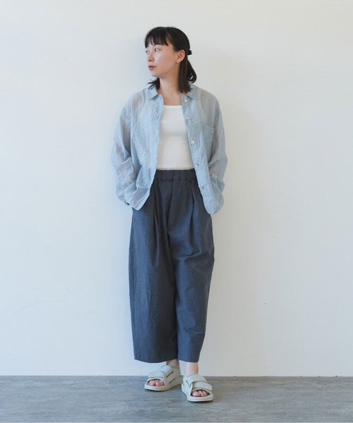 yuni（ユニ　）の「120/2コットンナイロン　キャッチワッシャー　シャツジャケット（シャツ/ブラウス・レディース・グレー/ホワイト/ボルドー/ブラック・FREE）」の5枚目の写真