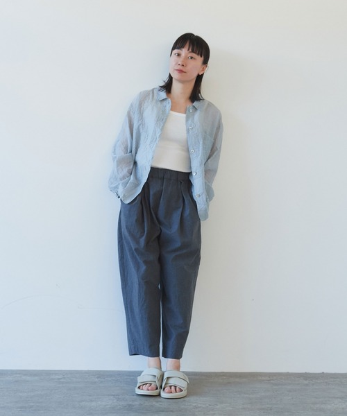 yuni（ユニ　）の「120/2コットンナイロン　キャッチワッシャー　シャツジャケット（シャツ/ブラウス・レディース・グレー/ホワイト/ボルドー/ブラック・FREE）」の6枚目の写真