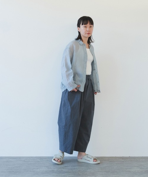 yuni（ユニ　）の「120/2コットンナイロン　キャッチワッシャー　シャツジャケット（シャツ/ブラウス・レディース・グレー/ホワイト/ボルドー/ブラック・FREE）」の7枚目の写真