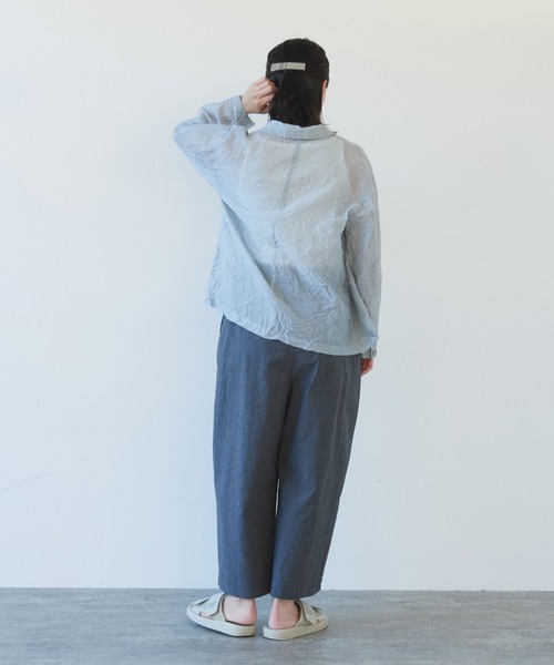 yuni（ユニ　）の「120/2コットンナイロン　キャッチワッシャー　シャツジャケット（シャツ/ブラウス・レディース・グレー/ホワイト/ボルドー/ブラック・FREE）」の8枚目の写真