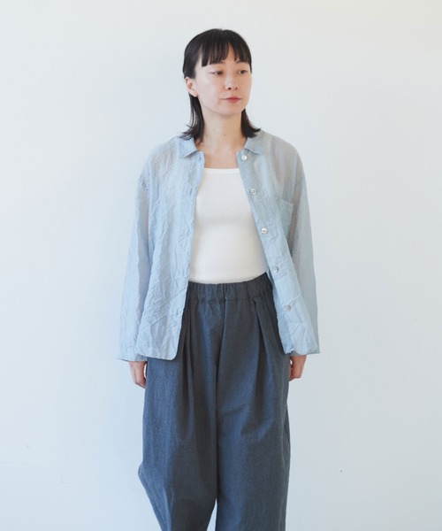 yuni（ユニ　）の「120/2コットンナイロン　キャッチワッシャー　シャツジャケット（シャツ/ブラウス・レディース・グレー/ホワイト/ボルドー/ブラック・FREE）」の10枚目の写真