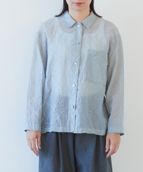 yuni（ユニ　）の「120/2コットンナイロン　キャッチワッシャー　シャツジャケット（シャツ/ブラウス・レディース・グレー/ホワイト/ボルドー/ブラック・FREE）」の11枚目の写真