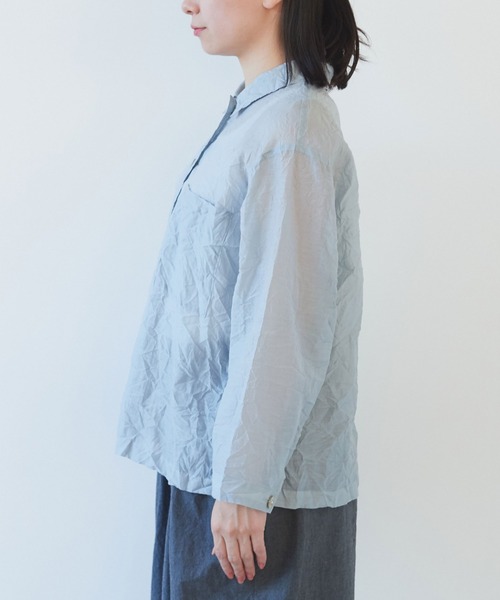 yuni（ユニ　）の「120/2コットンナイロン　キャッチワッシャー　シャツジャケット（シャツ/ブラウス・レディース・グレー/ホワイト/ボルドー/ブラック・FREE）」の12枚目の写真