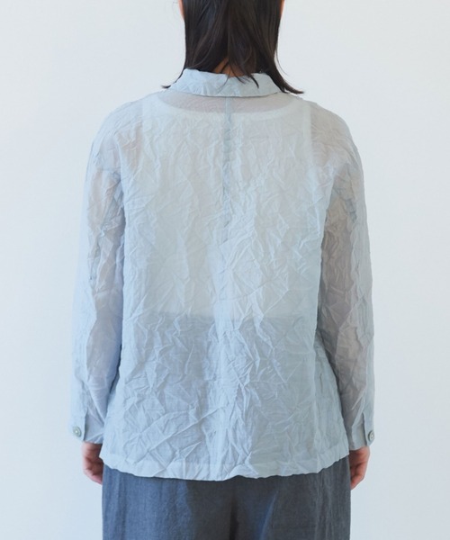 yuni（ユニ　）の「120/2コットンナイロン　キャッチワッシャー　シャツジャケット（シャツ/ブラウス・レディース・グレー/ホワイト/ボルドー/ブラック・FREE）」の13枚目の写真