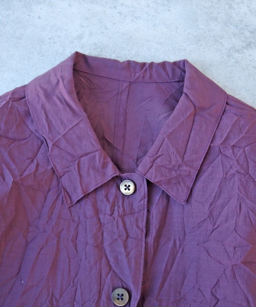 yuni（ユニ　）の「120/2コットンナイロン　キャッチワッシャー　シャツジャケット（シャツ/ブラウス・レディース・グレー/ホワイト/ボルドー/ブラック・FREE）」の20枚目の写真