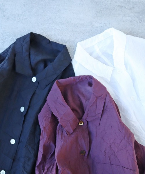 yuni（ユニ　）の「120/2コットンナイロン　キャッチワッシャー　シャツジャケット（シャツ/ブラウス・レディース・グレー/ホワイト/ボルドー/ブラック・FREE）」の19枚目の写真