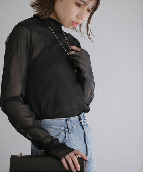 La TOTALITE（ラトータリテ）の「《追加2》シアースタンドプルオーバー（Tシャツ/カットソー・レディース・ブルー/ホワイト/ブラック・FREE）」の8枚目の写真