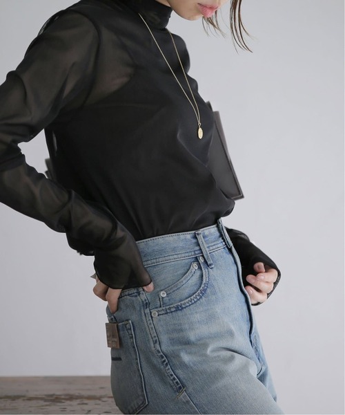 La TOTALITE（ラトータリテ）の「《追加2》シアースタンドプルオーバー（Tシャツ/カットソー・レディース・ブルー/ホワイト/ブラック・FREE）」の9枚目の写真