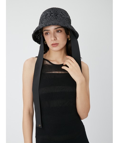 FRAY I.D（フレイアイディー）の「コーン柄編みバケットハット（ハット・レディース・ベージュ/ブラック・FREE）」の5枚目の写真