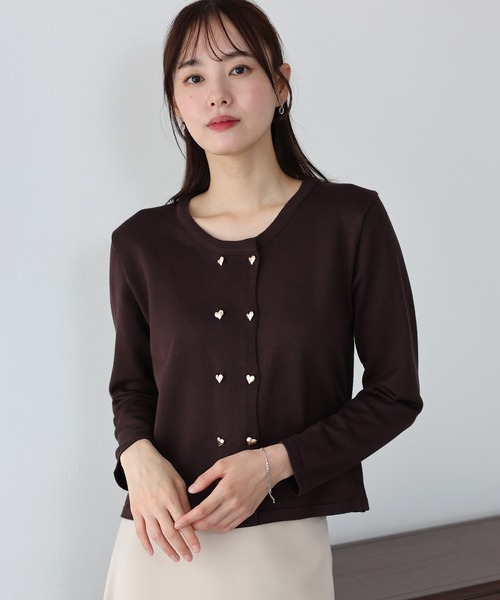 BLUEEAST（ブルーイースト）の「ハートボタンカーディガン（カーディガン/ボレロ・レディース・アイボリー/ブラック/ブルー/ピンク/ネイビー/ブラウン・MEDIUM）」の4枚目の写真