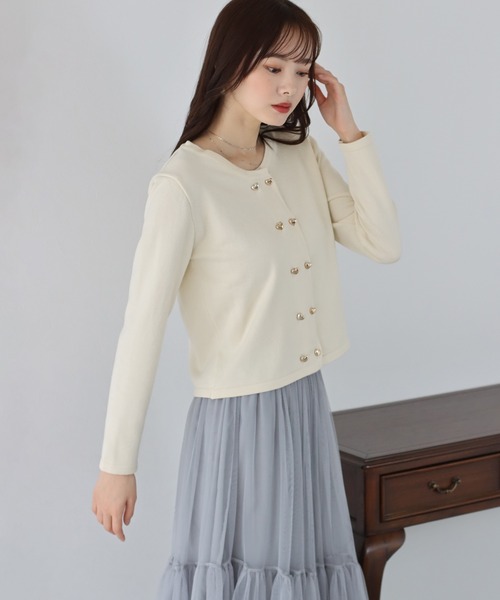BLUEEAST（ブルーイースト）の「ハートボタンカーディガン（カーディガン/ボレロ・レディース・アイボリー/ブラック/ブルー/ピンク/ネイビー/ブラウン・MEDIUM）」の11枚目の写真