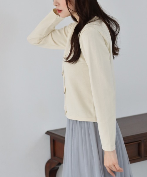 BLUEEAST（ブルーイースト）の「ハートボタンカーディガン（カーディガン/ボレロ・レディース・アイボリー/ブラック/ブルー/ピンク/ネイビー/ブラウン・MEDIUM）」の12枚目の写真