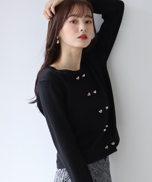BLUEEAST（ブルーイースト）の「ハートボタンカーディガン（カーディガン/ボレロ・レディース・アイボリー/ブラック/ブルー/ピンク/ネイビー/ブラウン・MEDIUM）」の17枚目の写真